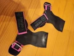 H&Yo fitness パワーグリップ ブラック/ピンク ラバーグリップ