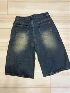 デニム ハーフパンツ ワイドシルエット ストリート系