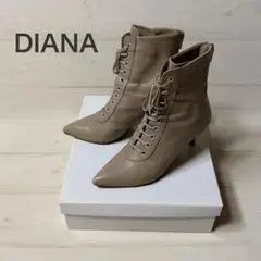 【DIANA】ダイアナ レースアップ ショートブーツ ベージュ