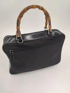 【正規品】GUCCI バンブーハンドバック ナイロン レザー黒