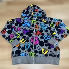 1回着用ディズニーランド購入　ミッキーマウス総柄ジップアップパーカー親子サイズ有