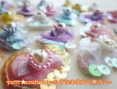 No.5547　スパンコールの縁取り　ハートモチーフ　５色　１０個セット