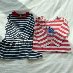 プチバトーワンピース（18M）、トップス（24M）2枚セット