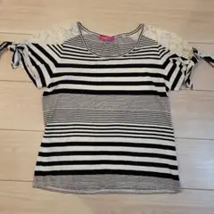 ピンキーガール　肩レースりぼんTシャツのサムネイル