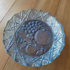 青色　ガラス　フルーツ皿　トレー　レトロ　ブルー　サラダボウル　皿