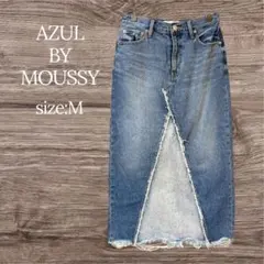 AZUL BY MOUSSY リメイク風デニムスカート ブルー M カットオフ◎のサムネイル