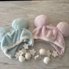 ディズニー ファンキャップ 星 パステル ピンク 水色 ミッキー　ミニー セット