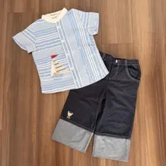 familiar 帆船刺繍 Tシャツとパンツセット