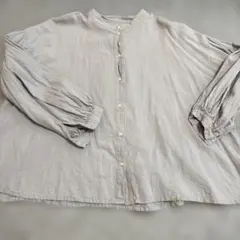ソウルベリー　綿麻　淡いグレー 長袖シャツ ３Lサイズのサムネイル
