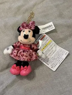 ディズニー　ミニー　ぬいぐるみチャーム　ピンクレオパード柄
