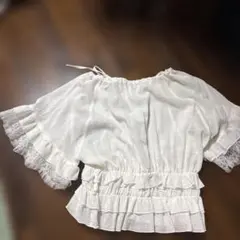 ホワイト オフショルダー フリルシャツ