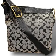 COACH コーチ シグネチャー ワンショルダー キャンバス レザー ブラック