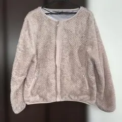 薄いピンク フリースジャケット サイドポケット付き