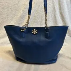 稀少トリーバーチ A4可 シボ革 レザー チェーン ターンロック トートバッグ