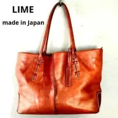 定価3.3万 美品 日本製 本革トート LIME A4可 大容量 チョコ