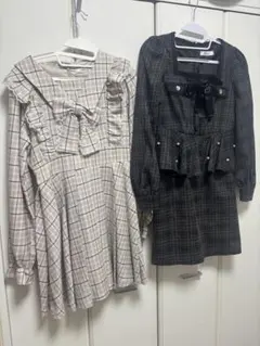 Ank Rouge チェック柄ワンピース 2枚セット美品