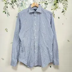 【Makers Shirt】鎌倉 青と白のストライプ 長袖シャツ