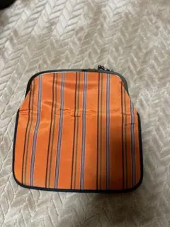 和風ストライプ柄のがま口ポーチ