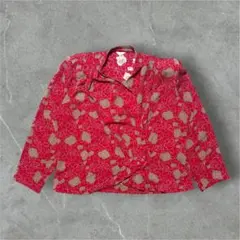 90s Unknown ジャケット 花柄 レッド ショート丈 クラシカルのサムネイル
