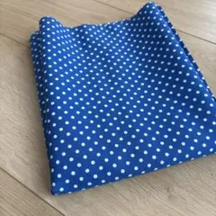 青い水玉模様の綿生地