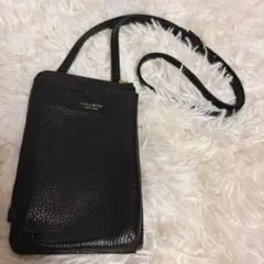 【ヴィオラドーロ】スマホ ショルダーバッグ ショルダーウォレット シボ革　黒×金