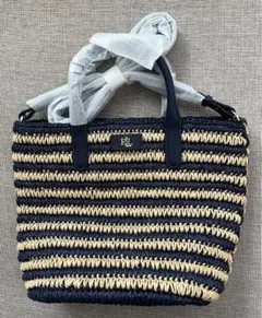LAUREN RALPH LAUREN カゴバック　ストロー トートバッグ