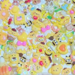デコパーツまとめ売り　黄色イエロー系　50個　くまさん　リボン　星　ハチ　ばなな