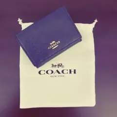 【未使用：COACH 】三つ折り財布 ネイビーのサムネイル