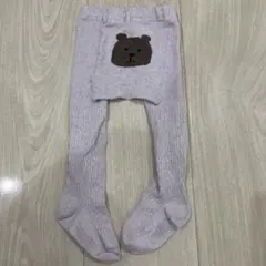 クマ刺繍の薄紫色GAPベビータイツ