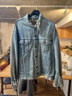 未使用品 INSCRIRE Bshop別注ノーカラーデニムライダースジャケット