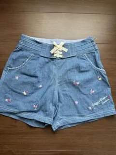 mezzo piano junior M(150)刺繍デニムハーフパンツ