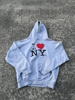 SAAD製 I LOVE NY パーカー グレー M ゆるだぼ ストリート 古着