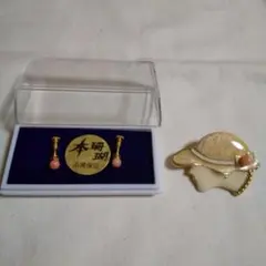 本珊瑚 珊瑚 高知 イヤリング ブローチ 未使用 昭和レトロ 叶堂 高知土産