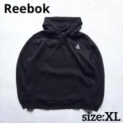 Reebok パーカー XL 黒 ワンポイント刺繍 裏起毛 ビッグサイズ