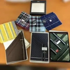 （新品未使用）ブランドハンカチ まとめ売り 7枚セット（ケース付き）のサムネイル