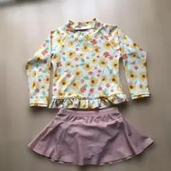 花柄ラッシュガードとフレアスカートセット