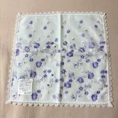 新品TOCCA 花柄刺繍 ハンカチ 桜 パープル ミントグリーン