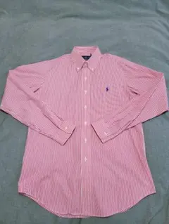【クリーニング済】Ralph Lauren 赤白ストライプ ボタンダウンシャツ