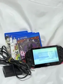 PS Vita (PCH-2000) ピンク 本体 SD 充電器・ソフト4本付き