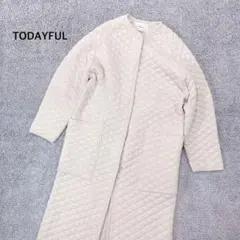 【TODAYFUL】キルティング ニットコート アイボリー ロング