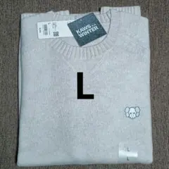 ユニクロ カウズ ラムクルーネックセーター オフホワイト Lサイズ