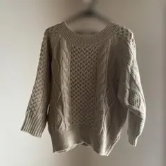 GLOBAL WORK ケーブルニットセーター L ベージュ