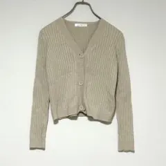 n0887【フィフス】カーディガン アイボリー/ベージュ Vネック クロップド丈