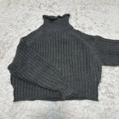 H&M タートルネックニット 長袖 ダークグレー Sサイズ