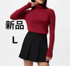新品　UNIQLO メリノリブタートルネックセーター レッド Lサイズ