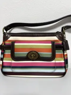 COACH（コーチ）レガシー ストライプ ターンロック ポーチ　ショルダーバッグ