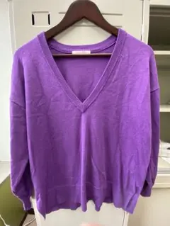 chocol raffine robe パープル Vネックニット