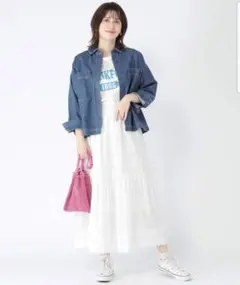 ホワイト レース付き フレアスカート Fサイズ