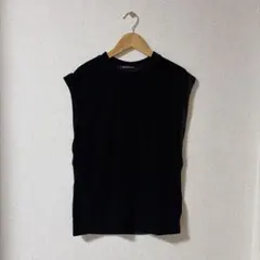 ミズイロインド ノースリーブ カットソー ベスト ベロア 黒のサムネイル