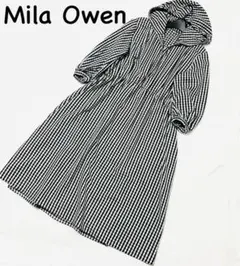 【美品】ミラオーウェン Aライン バルーンスリーブ　フード付きワンピース